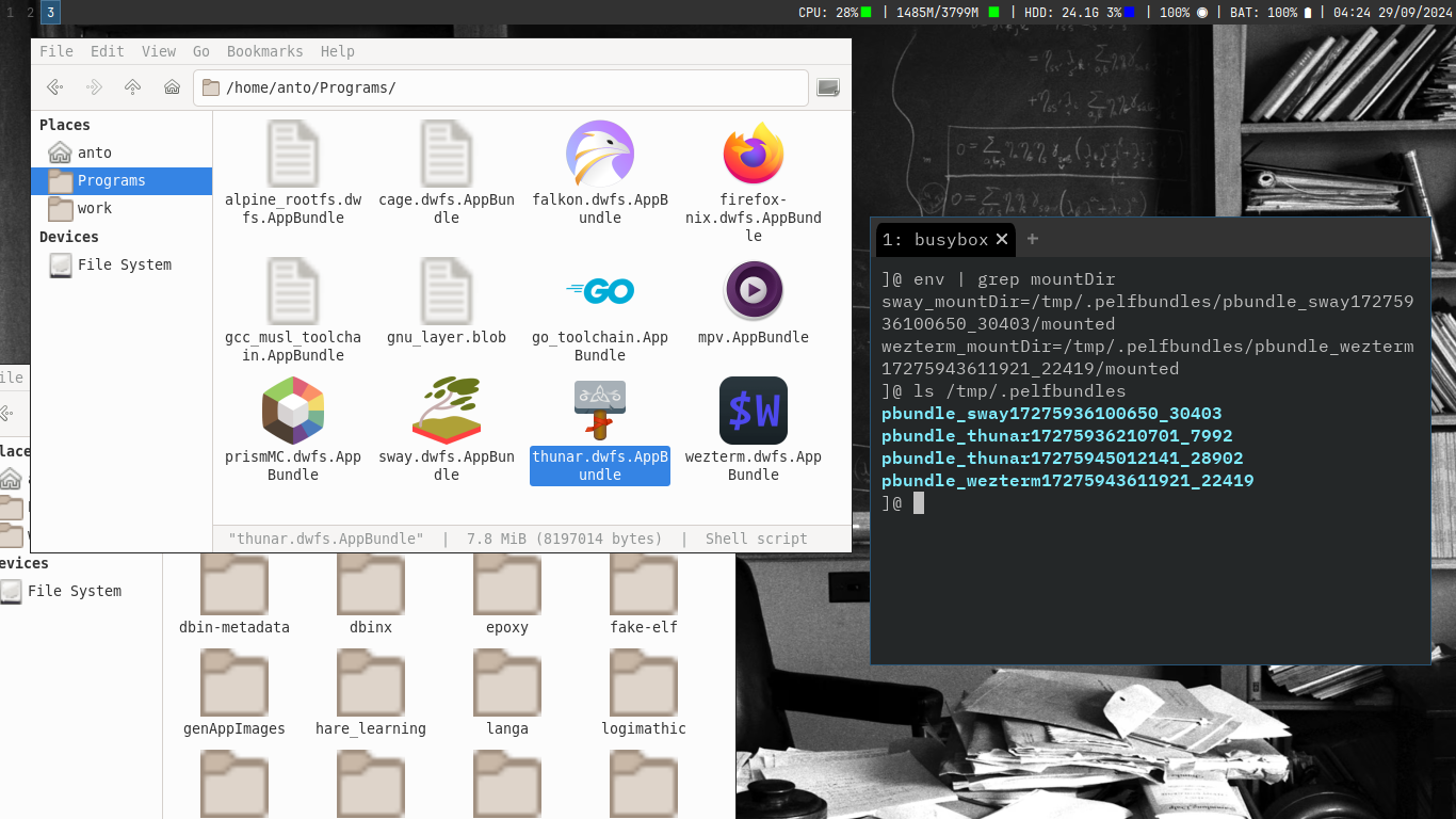 Screenshot showcasing a bunch of AppBundles with their icons correctly set in a thunar file manager window